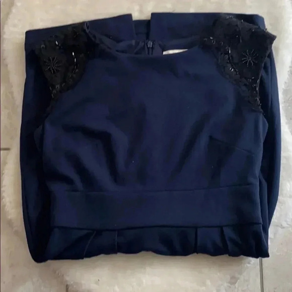 Laura Petites navy lace mini  midi sleeveless dress - Picture 10 of 10